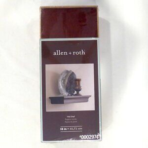 NEW 18” ALLEN + ROTH FLOATING WOOD WALL SHELF JAVA BROWN FINISH